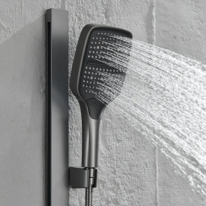 3 Functions Button Select Square Rain Hand Shower Head